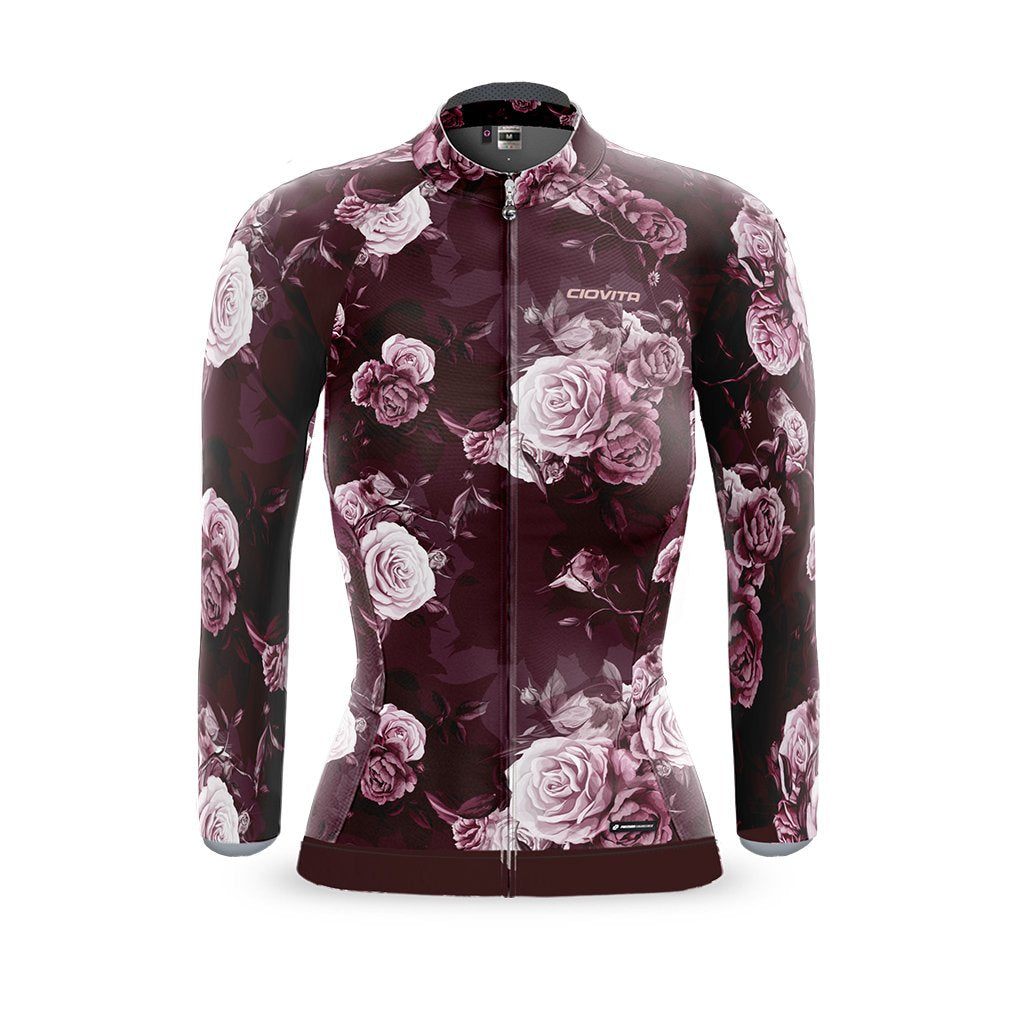 ladies lava cycling jacket with botanical print