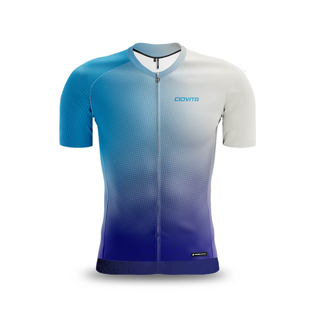 Mens Blue Fade Race Fit Cycling Jersey